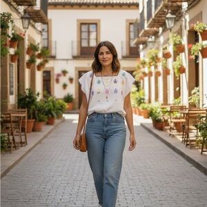 Women's White Short Sleeve T-Shirt | High Quality Fabric 100% handmade